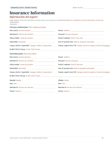 Insurance & costs page